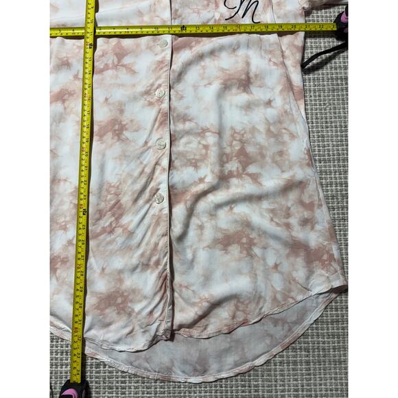 Event Blossom Womens M Pastel Pink & White Tie Dye "M" Initial Button Down Top - Picture 8 of 8